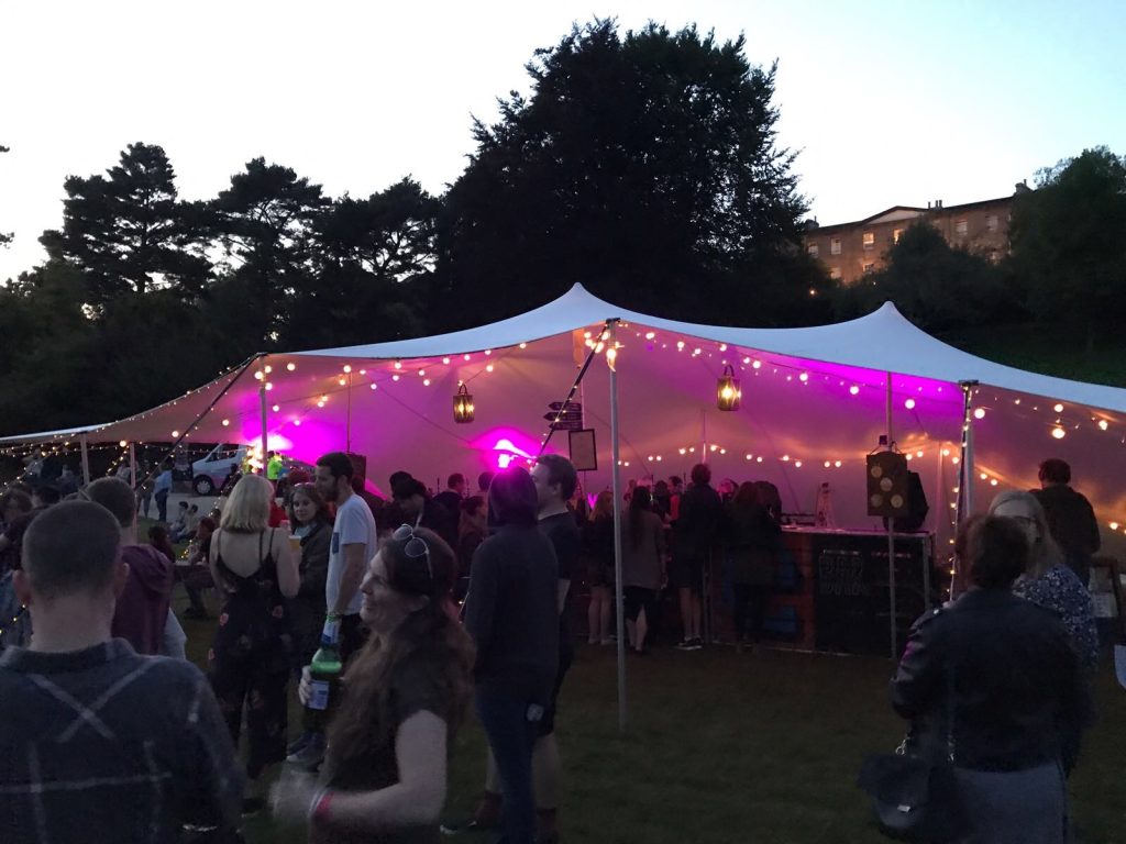 Crowds gather around the Fonthill Beer tent at the Local and Live music festival