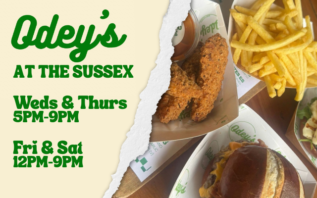 Odeys food at The Sussex Arms, chicken, fries, burgers